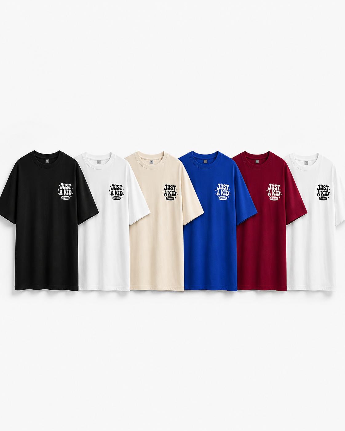 ILEERA® Premium Cotton Oversized Just A Kid With A Dream Back Print T-Shirt