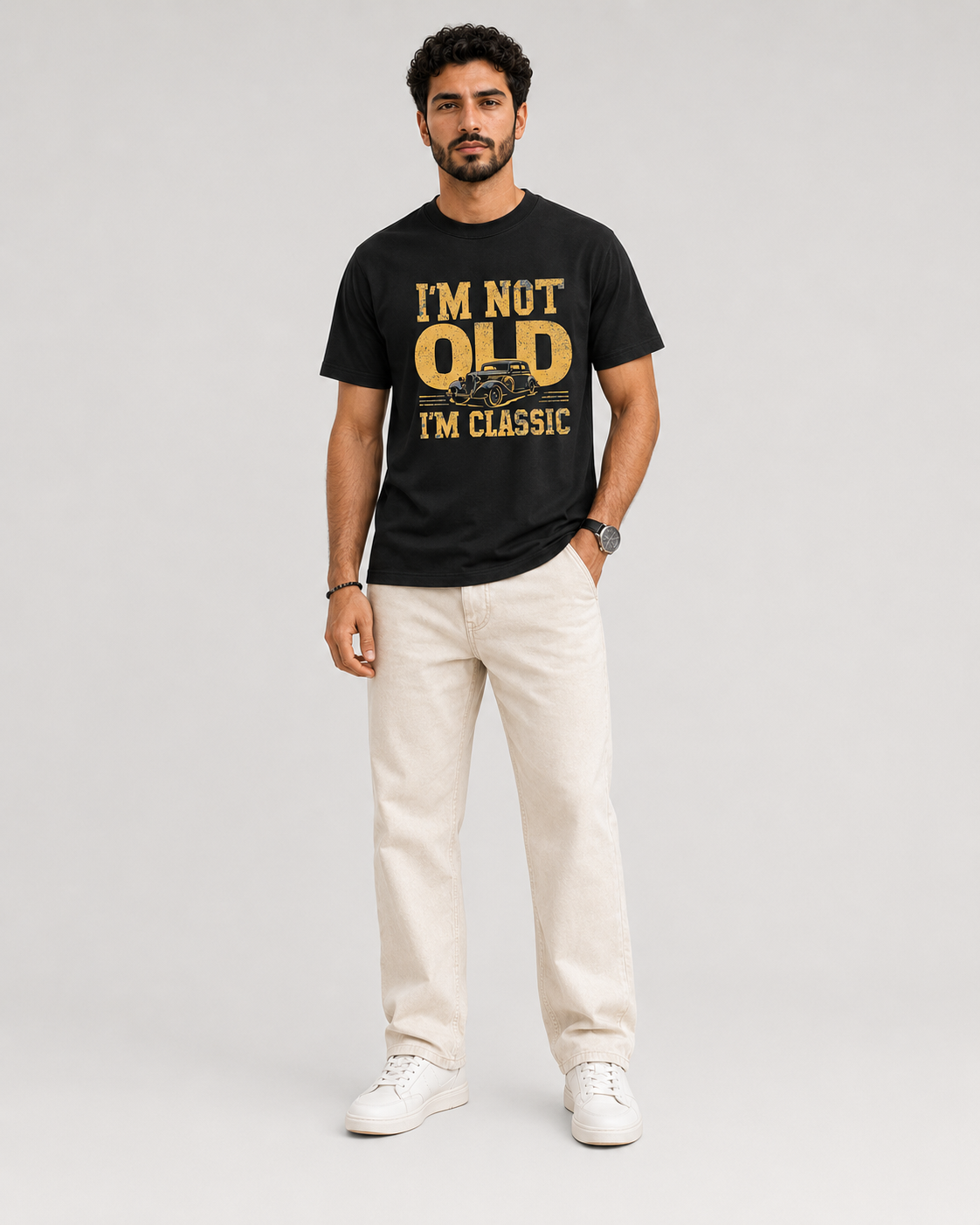 ILEERA® Premium Cotton Regular Fit I’m Not Old I’m Classic Front Print T-Shirt