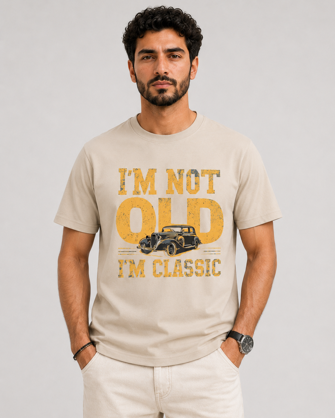 ILEERA® Premium Cotton Regular Fit I’m Not Old I’m Classic Front Print T-Shirt