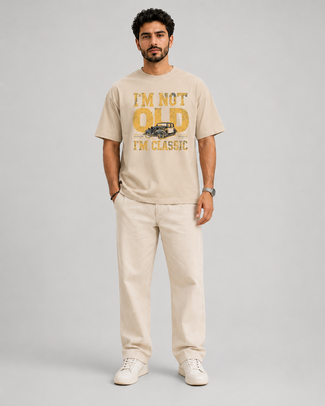 ILEERA® Premium Cotton Regular Fit I’m Not Old I’m Classic Front Print T-Shirt