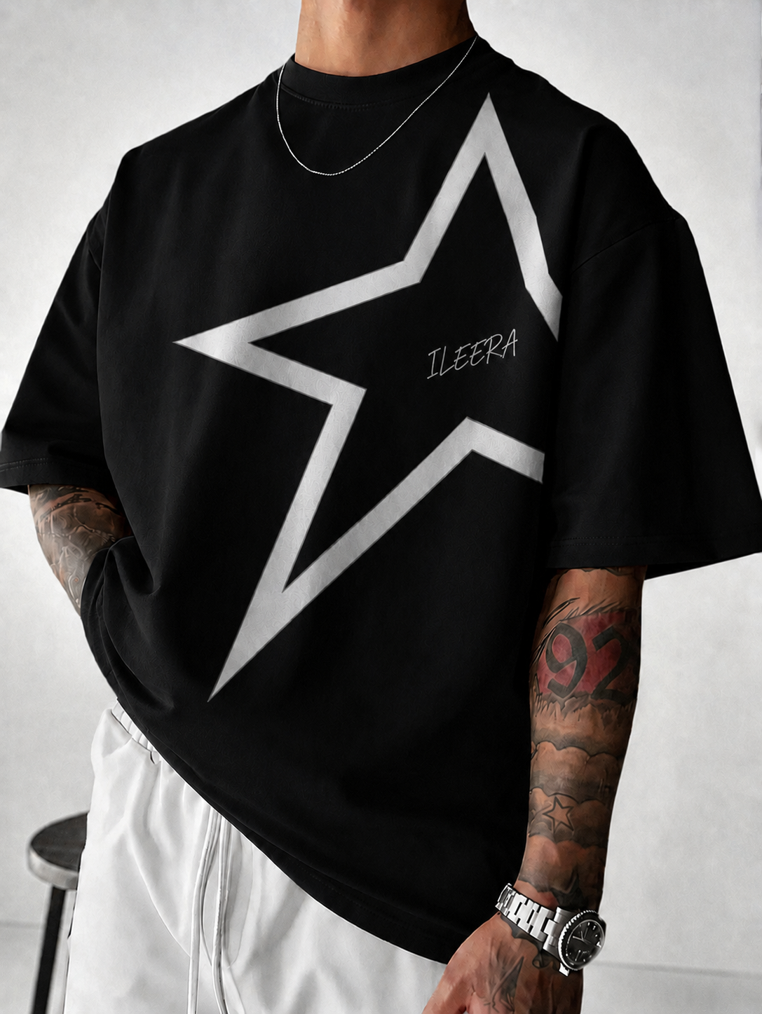 ILEERA® Premium Cotton Star Oversized T-Shirt