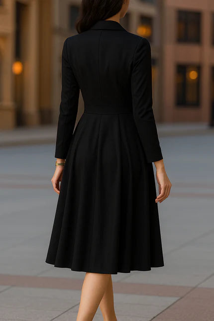 Silky Touch Midi Dress With Draped Collar