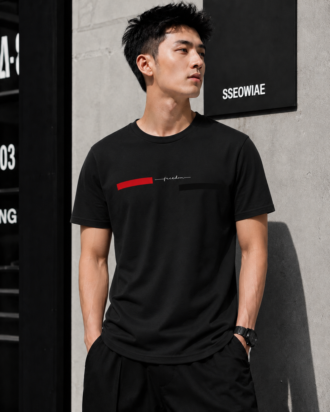 ILEERA® Premium Cotton Regular Fit Freedom Minimal Print T-Shirt