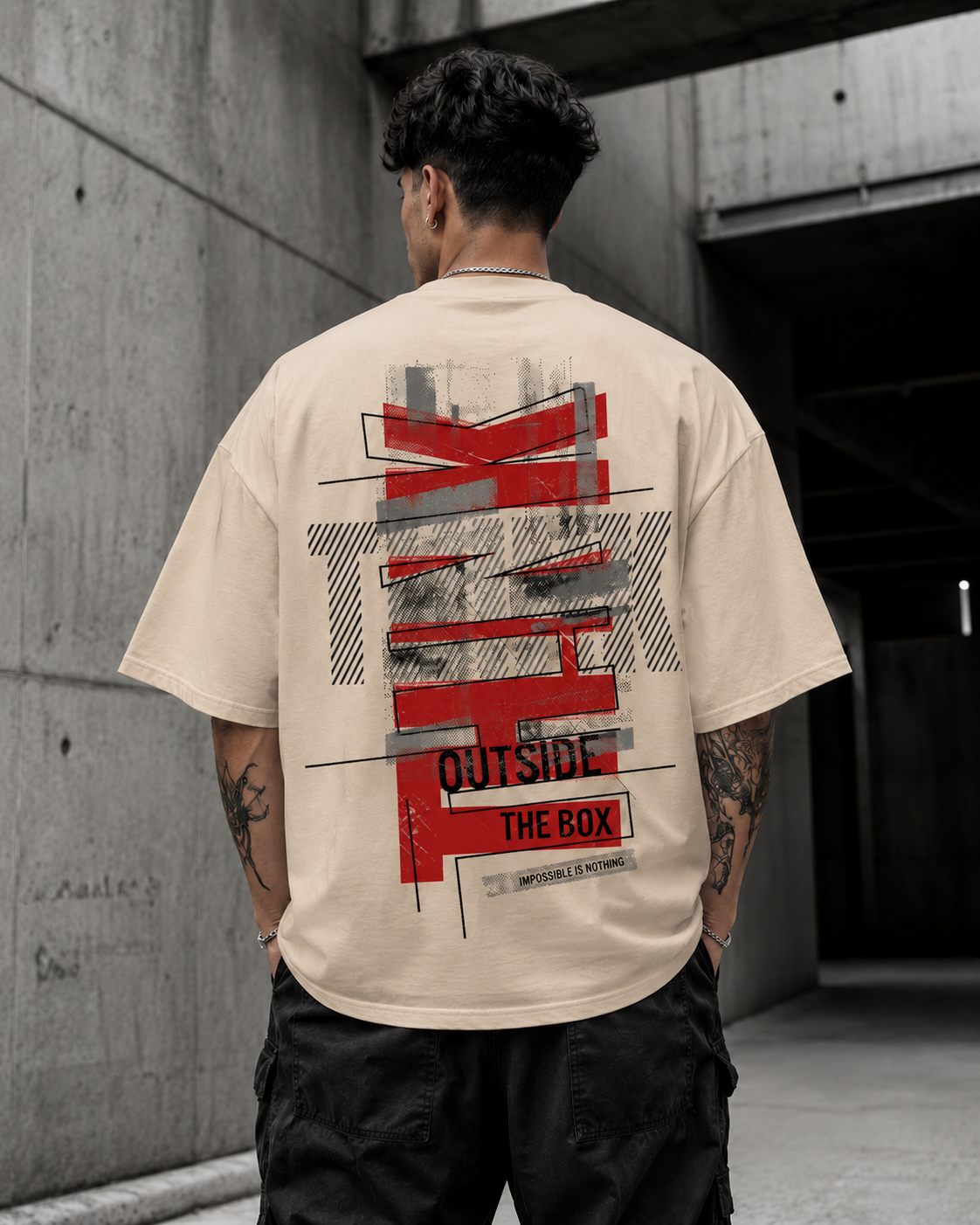ILEERA® Premium Cotton Oversized Think Outside The Box T-Shirt