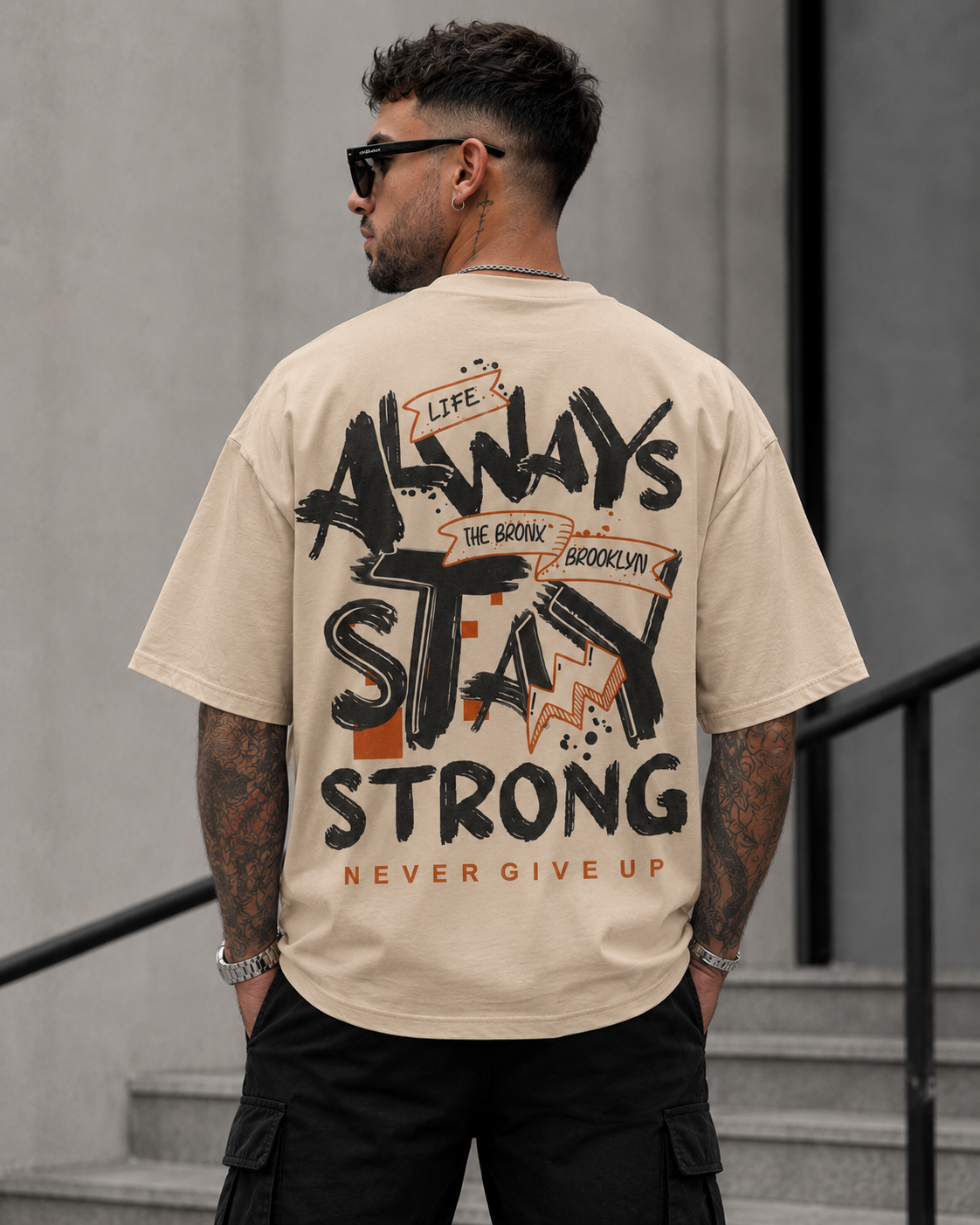 ILEERA® Premium Cotton Oversized Always Stay Strong T-Shirt