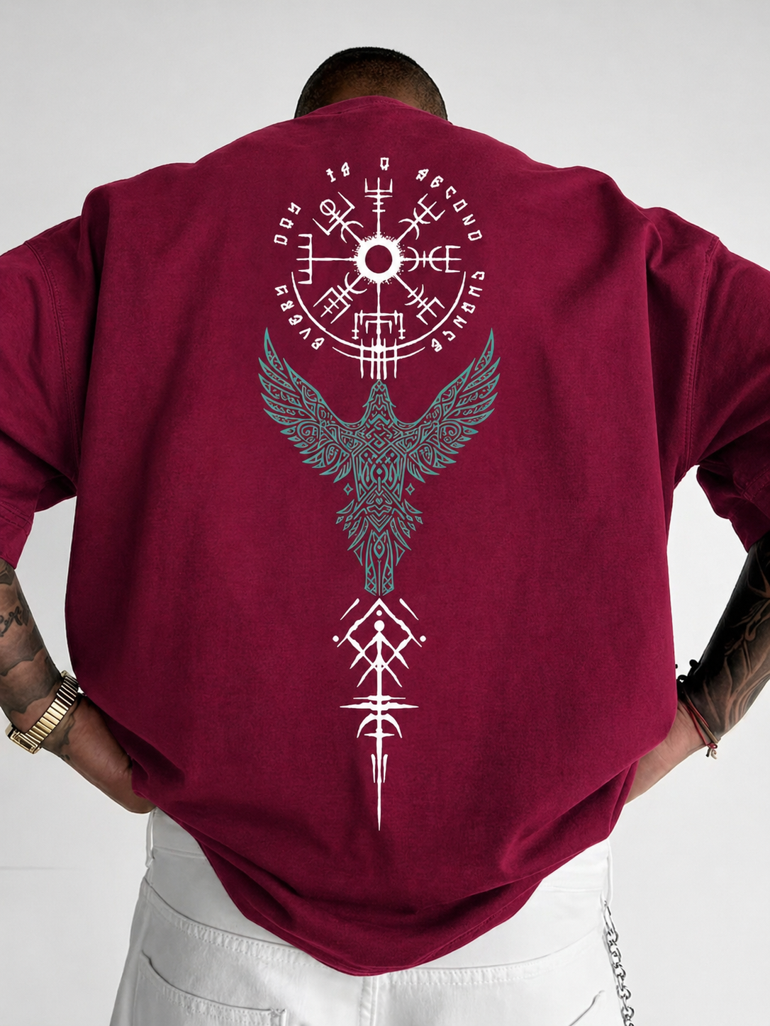 ILEERA® Premium Cotton Oversized Raven Symbol T-Shirt