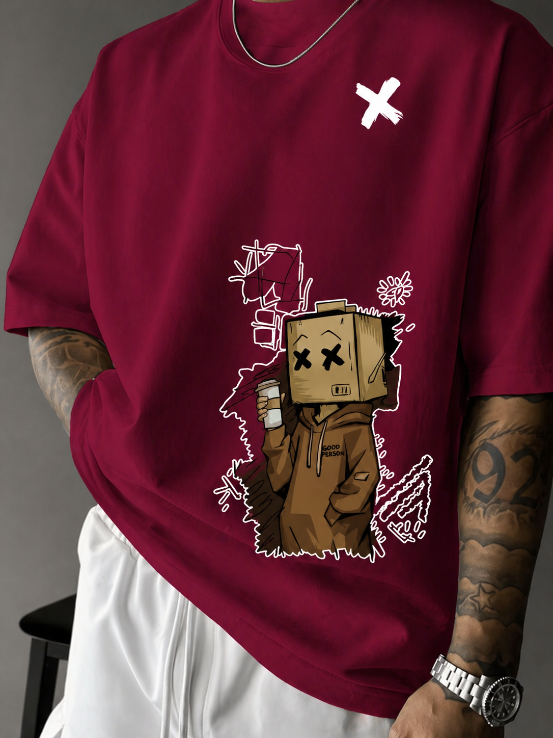 ILEERA® Premium Cotton Oversized Urban Sketch T-Shirt