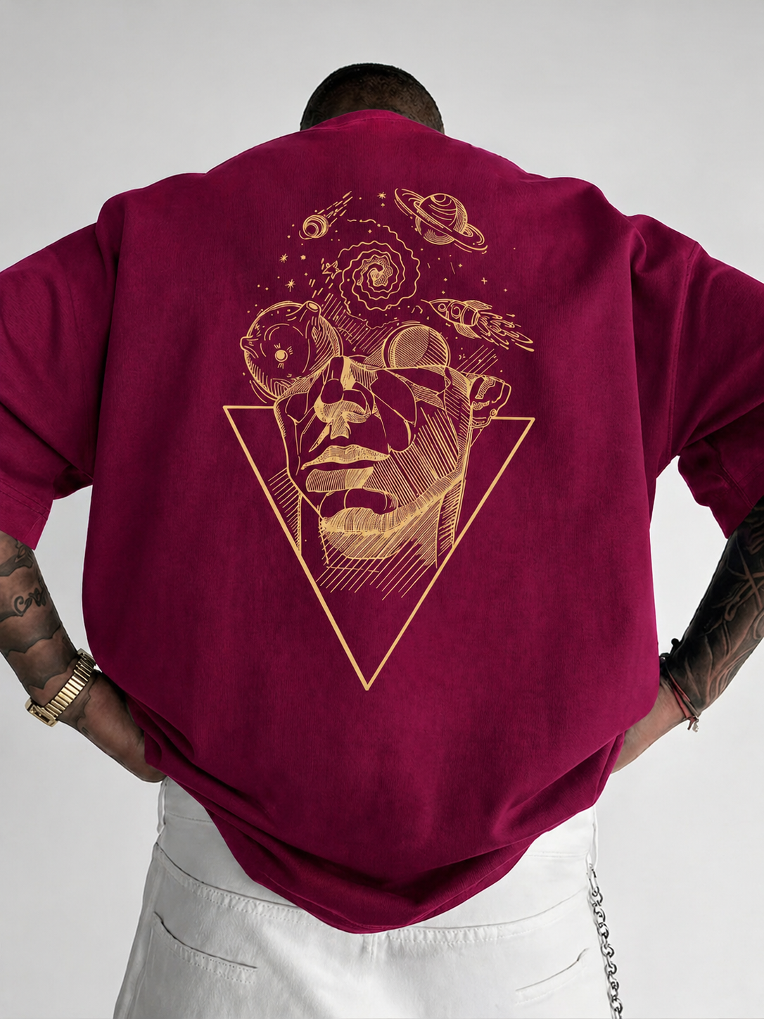 ILEERA® Premium Cotton Oversized Abstract Face T-Shirt
