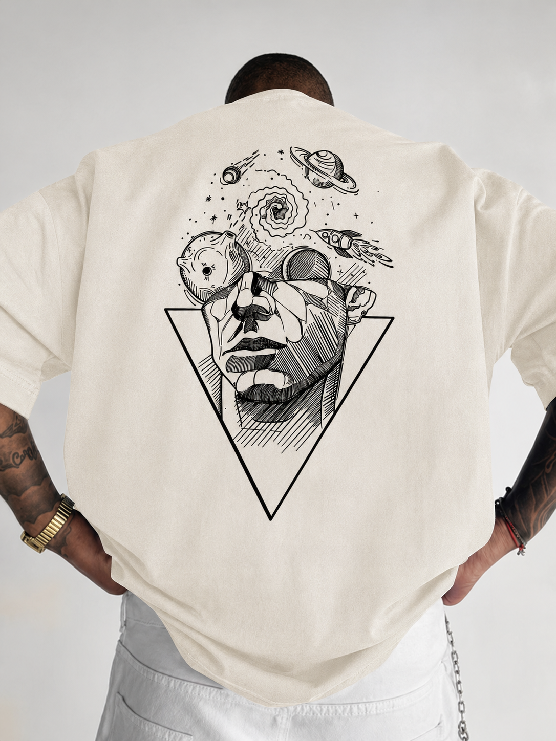 ILEERA® Premium Cotton Oversized Abstract Face T-Shirt
