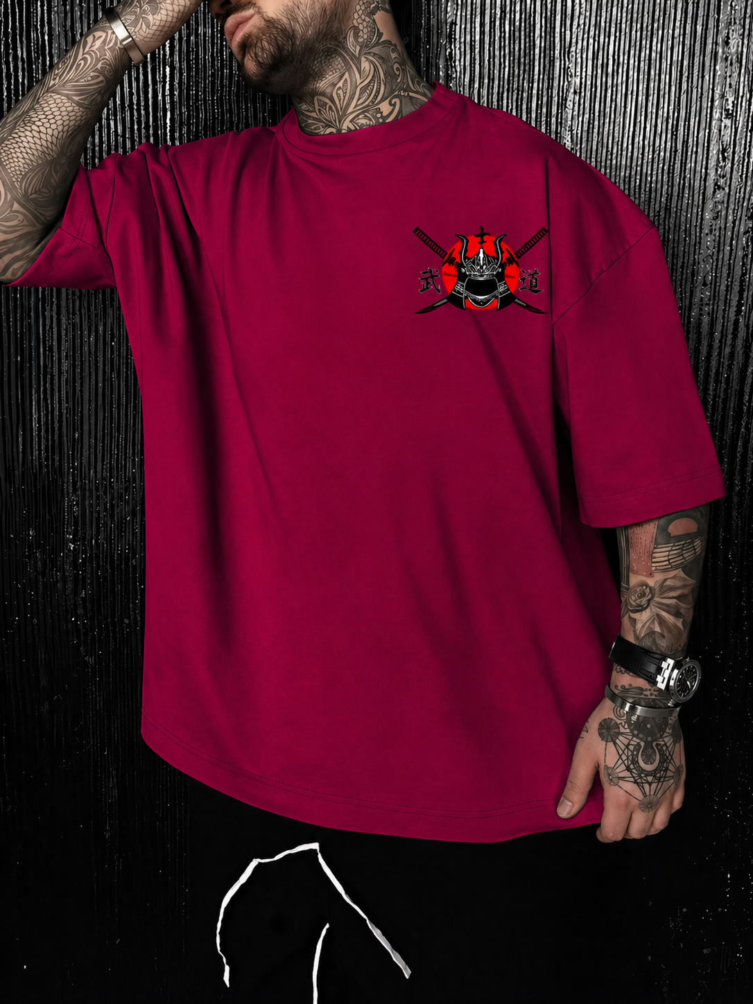 ILEERA® Premium Cotton Oversized Samurai Art T-Shirt