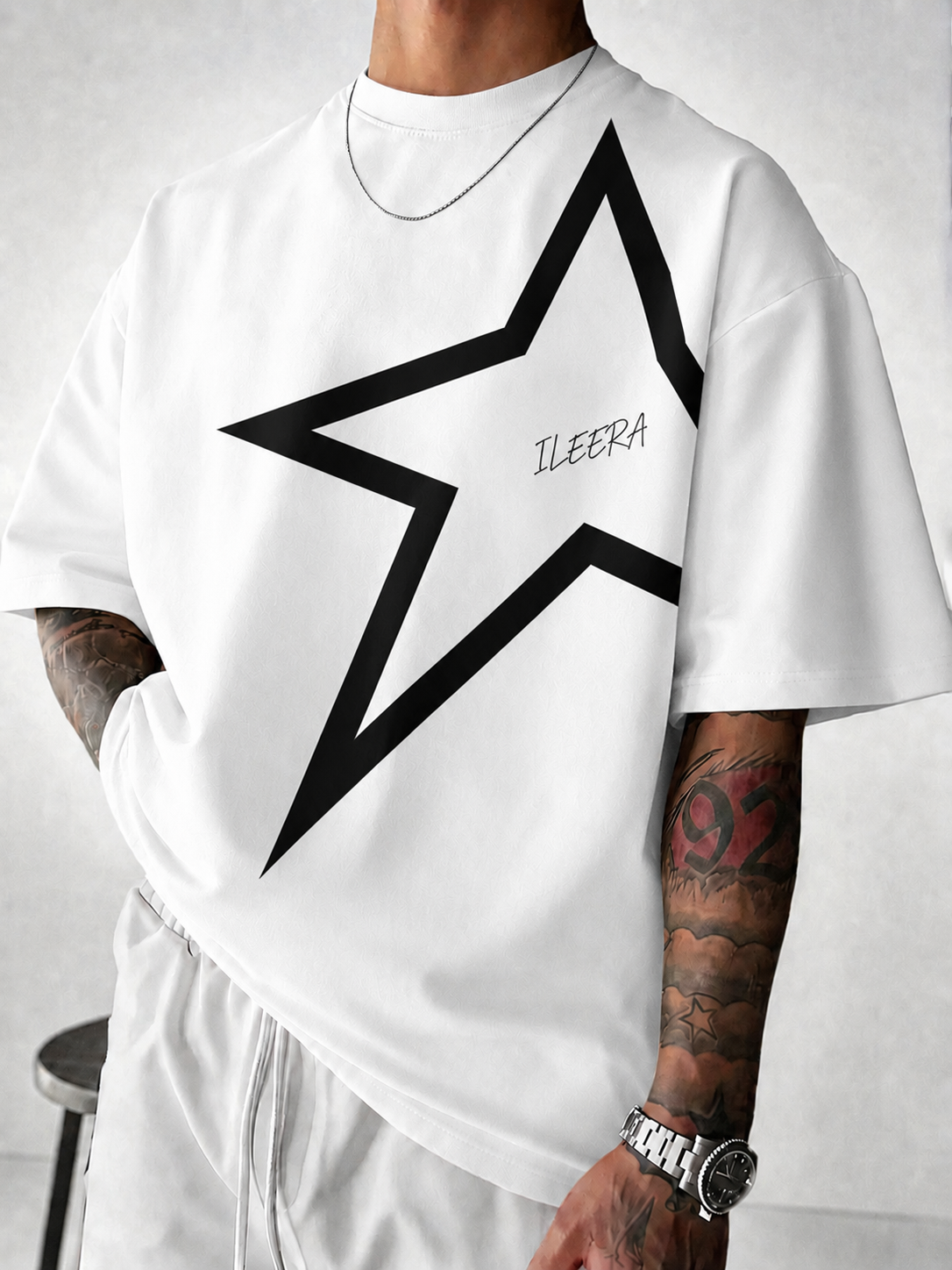 ILEERA® Premium Cotton Star Oversized T-Shirt