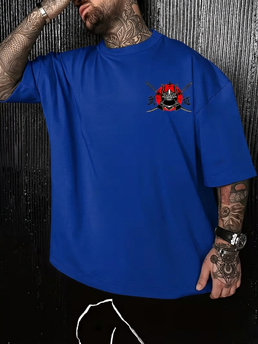 ILEERA® Premium Cotton Oversized Samurai Art T-Shirt