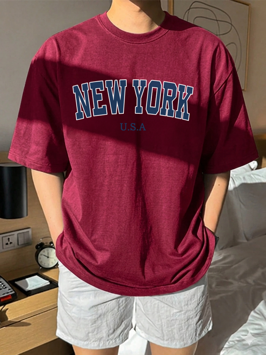 ILEERA® Premium Cotton Oversized New York Cotton T-Shirt