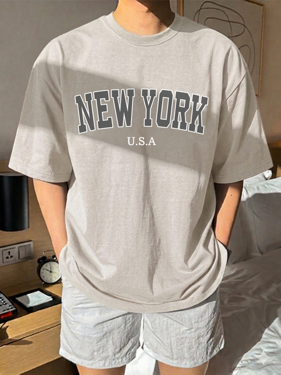 ILEERA® Premium Cotton Oversized New York Cotton T-Shirt