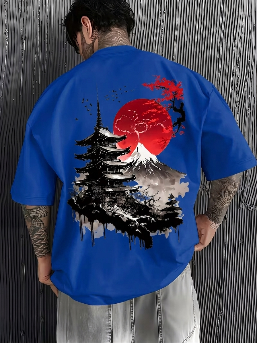 ILEERA® Premium Cotton Oversized Samurai Art T-Shirt
