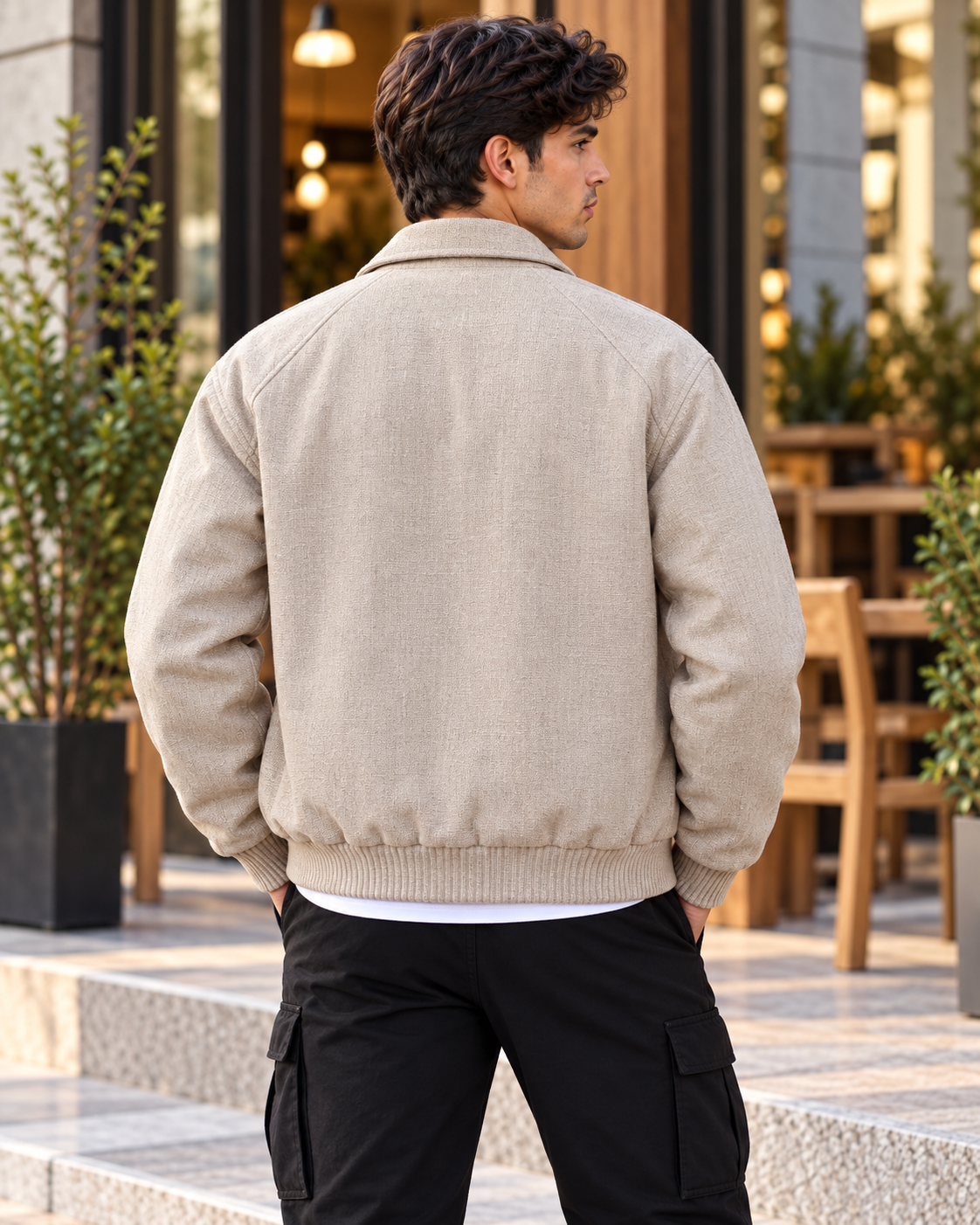 ILEERA® Textured Zip-Up Collared Jacket