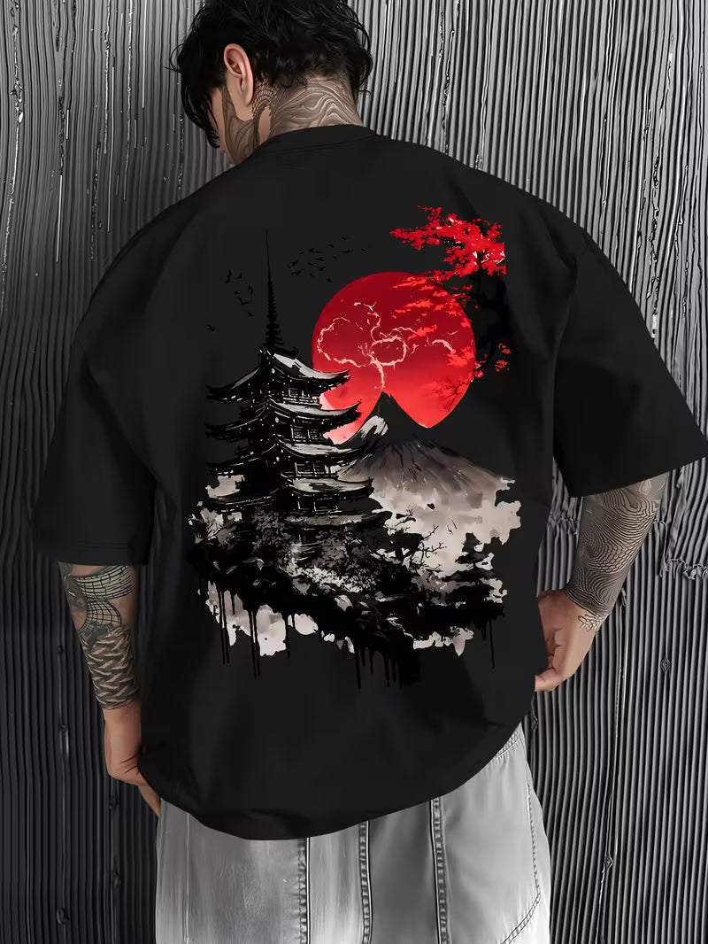ILEERA® Premium Cotton Oversized Samurai Art T-Shirt