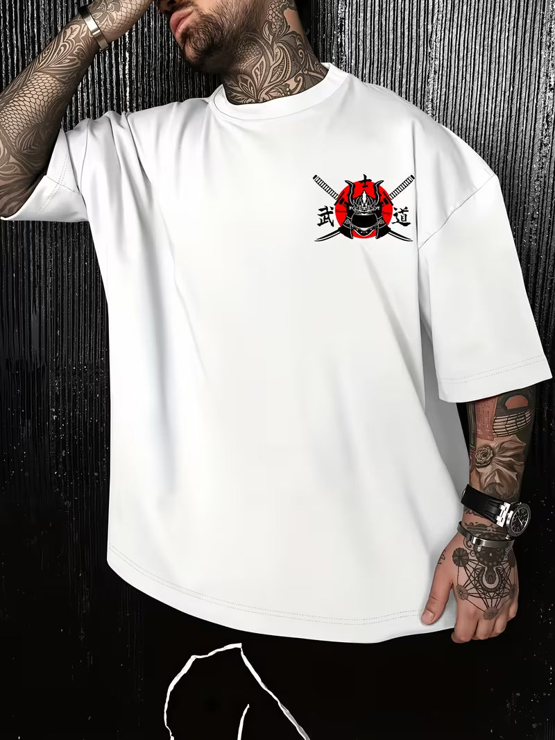 ILEERA® Premium Cotton Oversized Samurai Art T-Shirt
