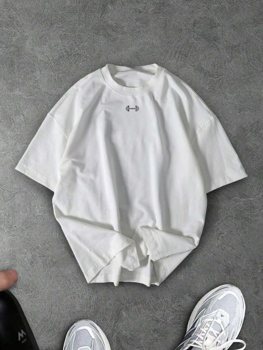 ILEERA® Premium Cotton Oversized Minimal Gym Graphic T-Shirt