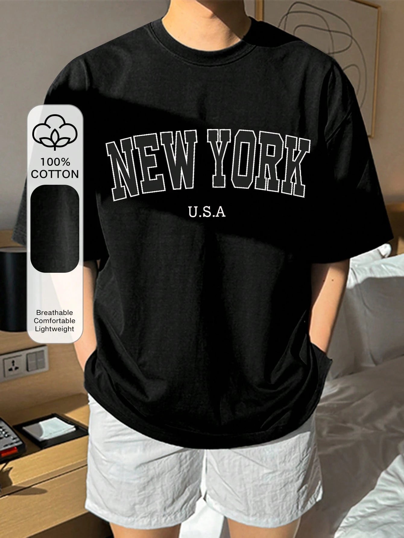 ILEERA® Premium Cotton Oversized New York Cotton T-Shirt