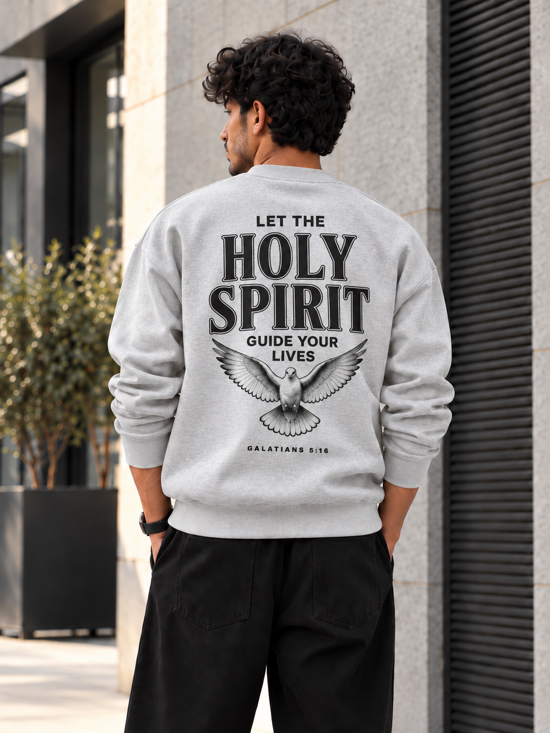 ILEERA® Premium Cotton Holy Spirit Dove Front & Back Print Crewneck Sweatshirt