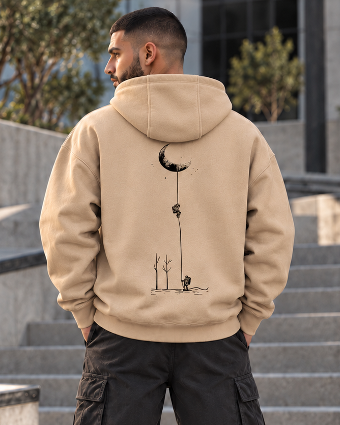 ILEERA® Premium Cotton Moon Explorer Front & Back Print Hoodie