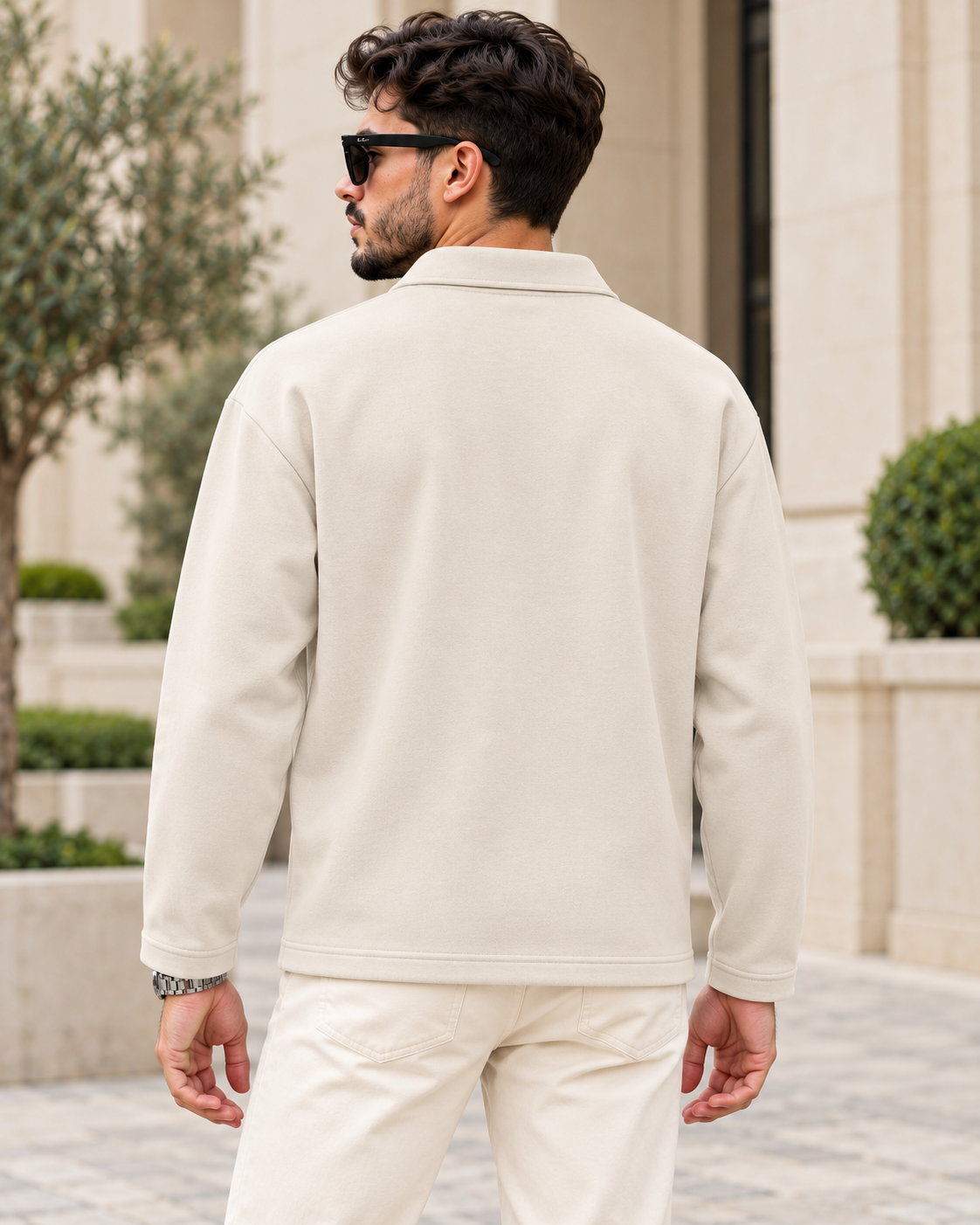 ILEERA® Essential Open-Collar Polo Sweatshirt