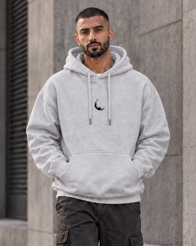 ILEERA® Premium Cotton Moon Explorer Front & Back Print Hoodie
