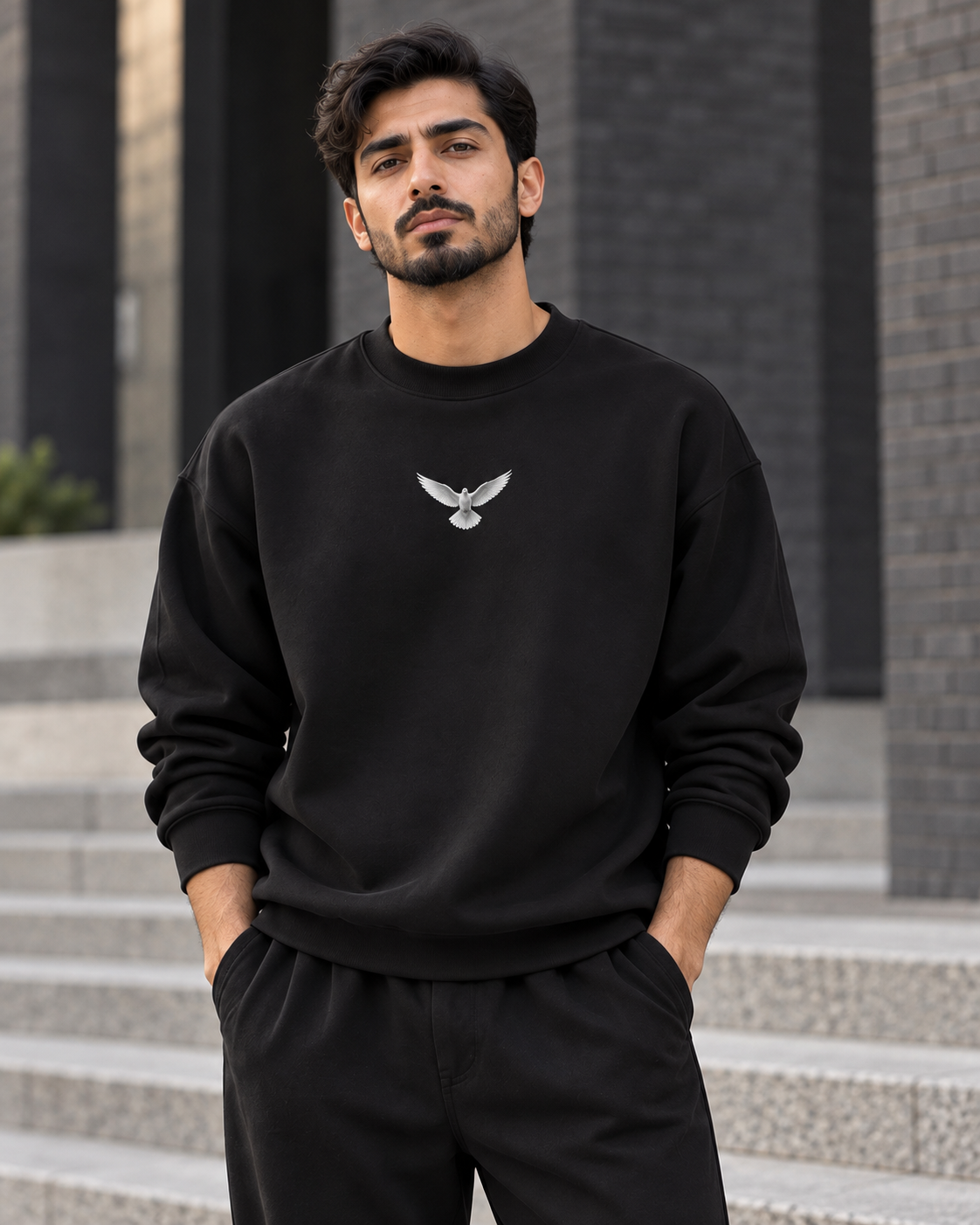 سويت شيرت قطن 100% بريميوم بطبعة Holy Spirit Dove أمامية وخلفية