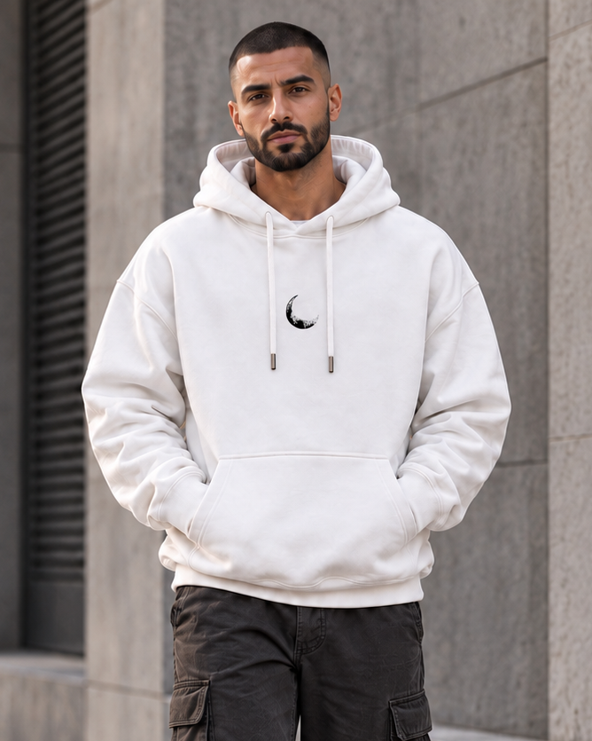ILEERA® Premium Cotton Moon Explorer Front & Back Print Hoodie
