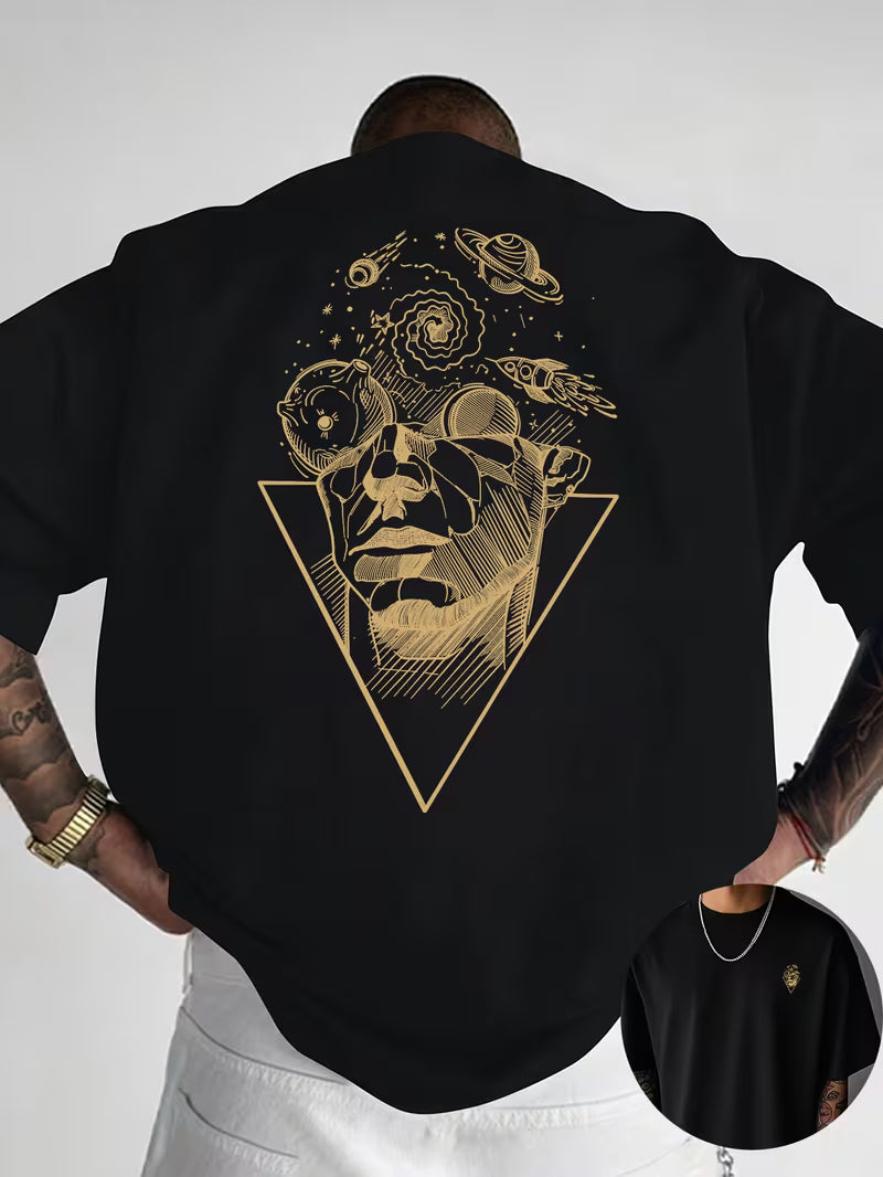 ILEERA® Premium Cotton Oversized Abstract Face T-Shirt