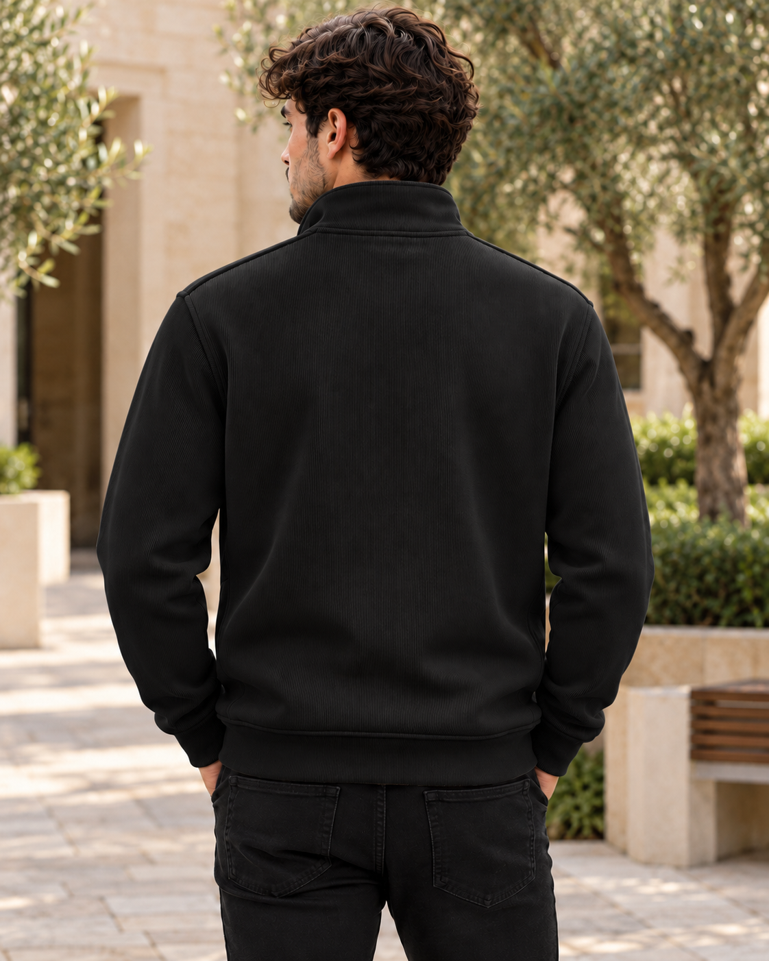 ILEERA® Essential Ribbed Quarter-Zip Sweatshirt