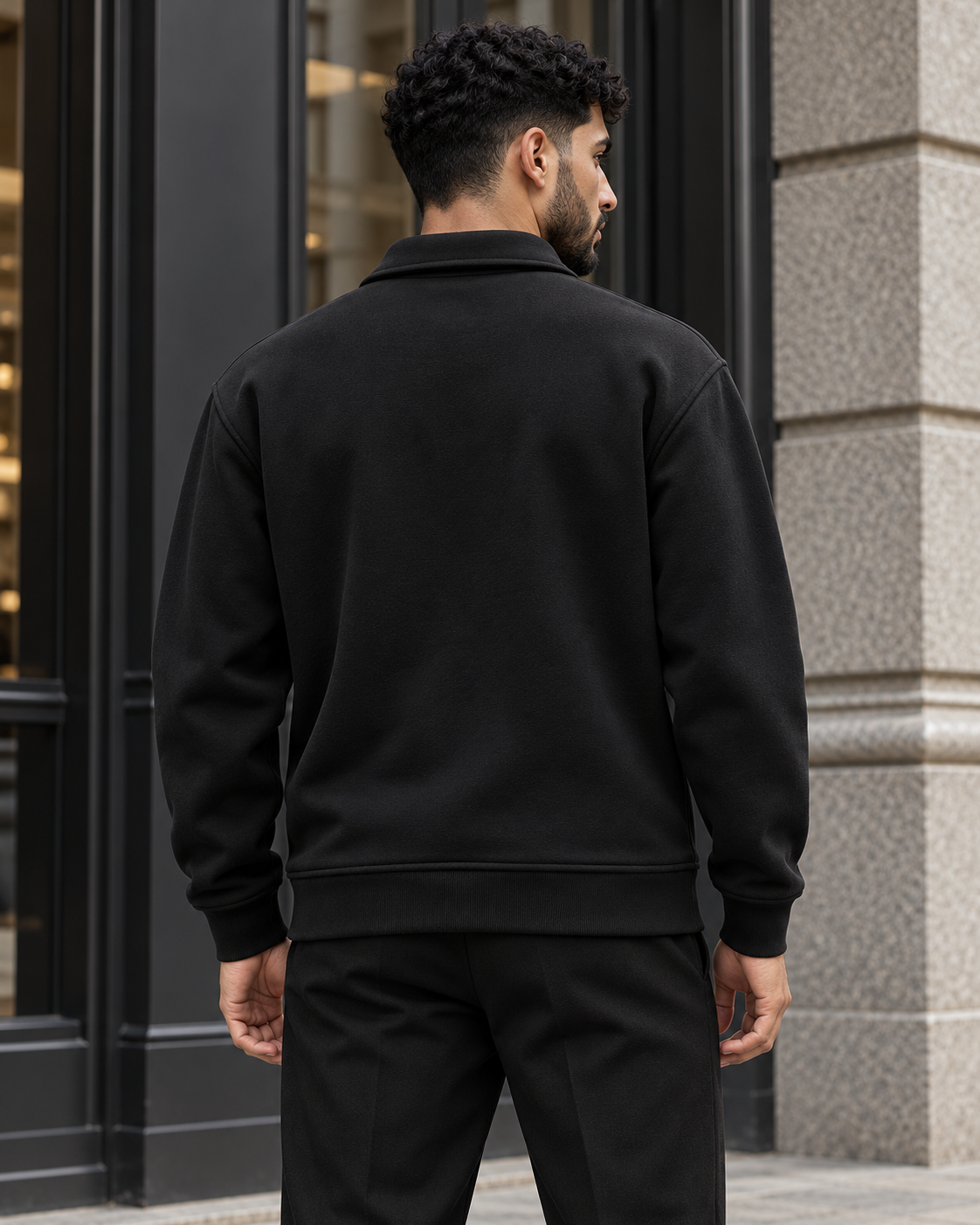 ILEERA® Essential Polo Collar Quarter-Zip Sweatshirt