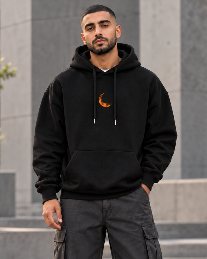 ILEERA® Premium Cotton Moon Explorer Front & Back Print Hoodie
