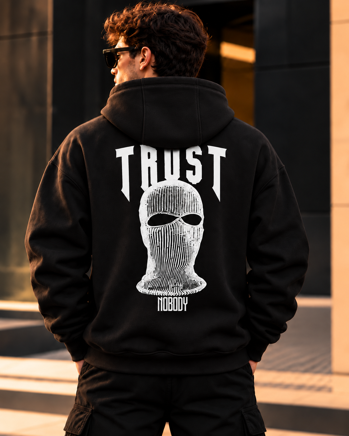 ILEERA® Premium Cotton Trust Nobody Back Print Hoodie