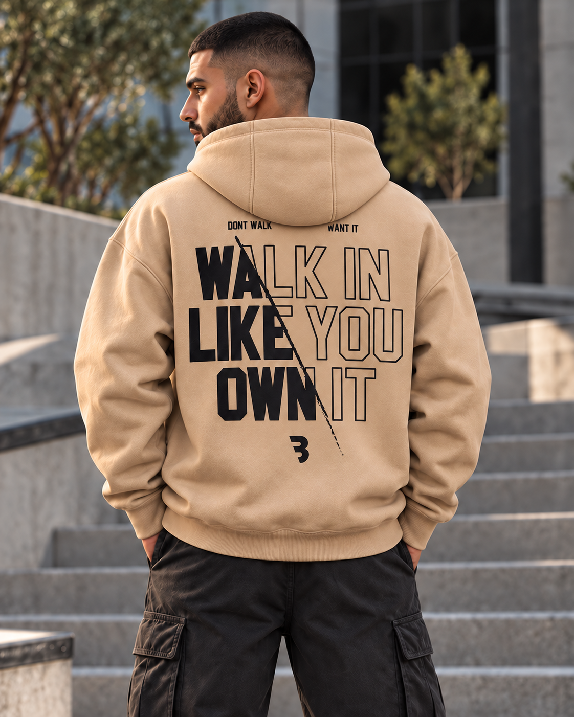 ILEERA® Premium Cotton Own It Front & Back Print Hoodie