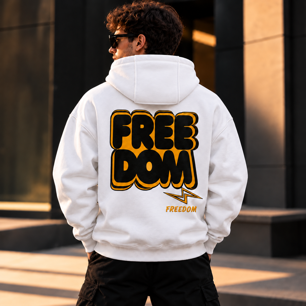 ILEERA® Premium Cotton Freedom Lightning Front & Back Print Hoodie