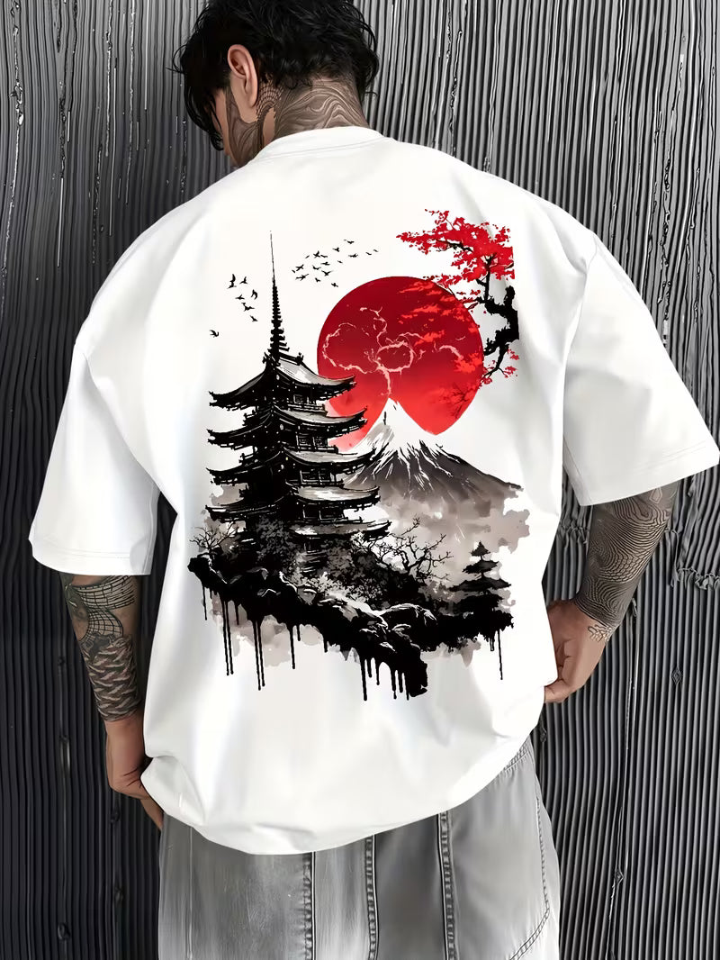 ILEERA® Premium Cotton Oversized Samurai Art T-Shirt