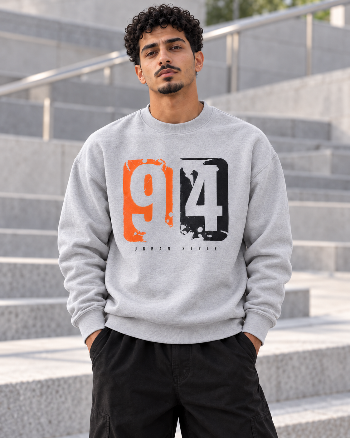 ILEERA® Premium Cotton Urban 94 Graphic Crewneck Sweatshirt