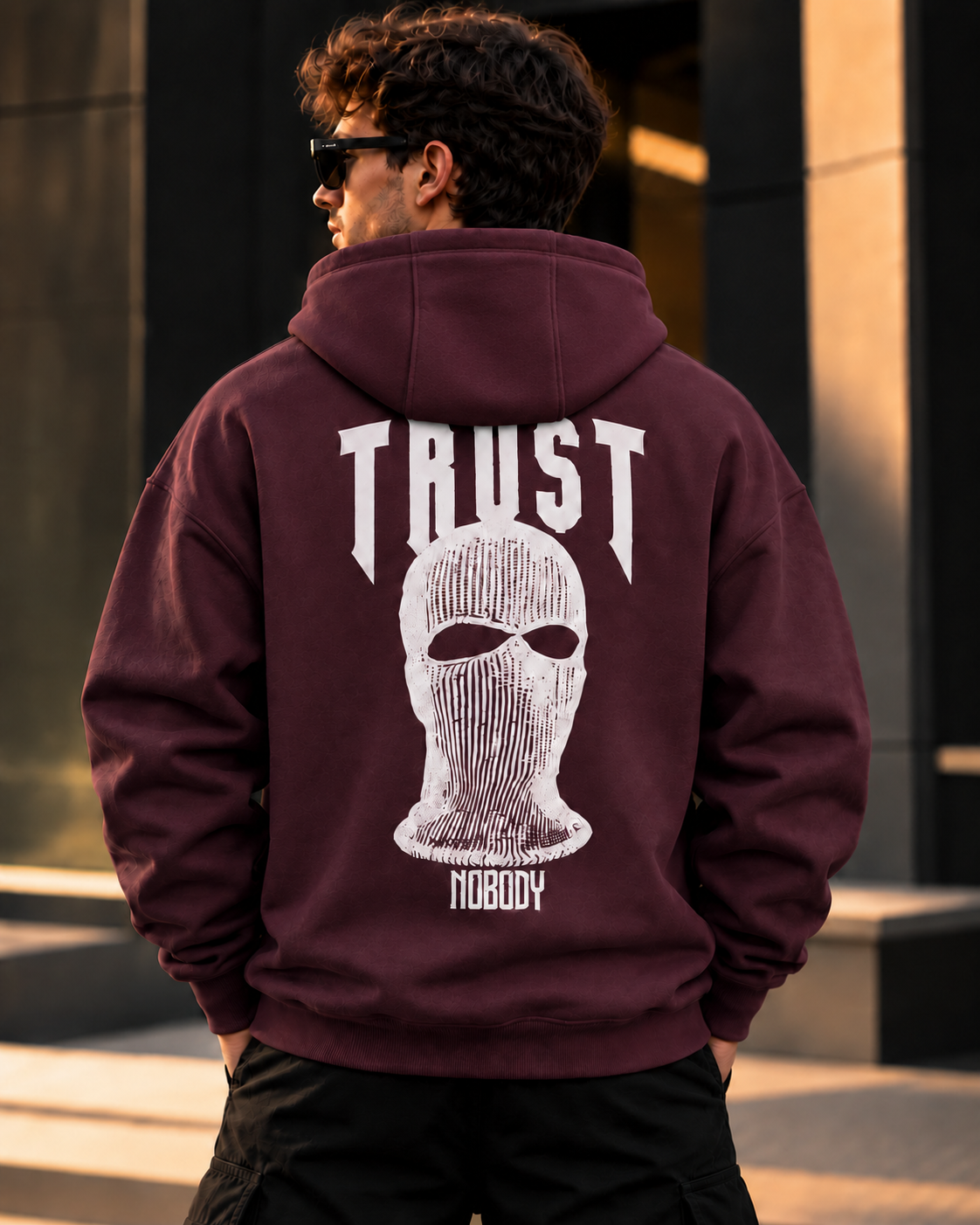 ILEERA® Premium Cotton Trust Nobody Back Print Hoodie