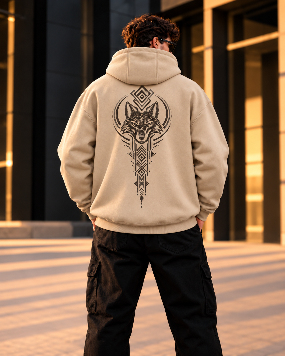 ILEERA® Premium Cotton Wolf Spirit Front & Back Print Hoodie