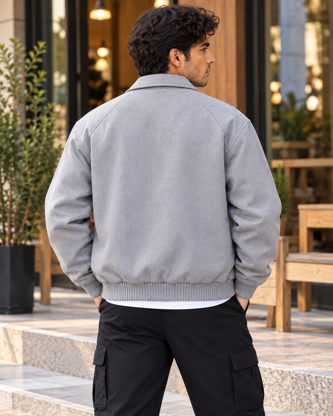 ILEERA® Textured Zip-Up Collared Jacket