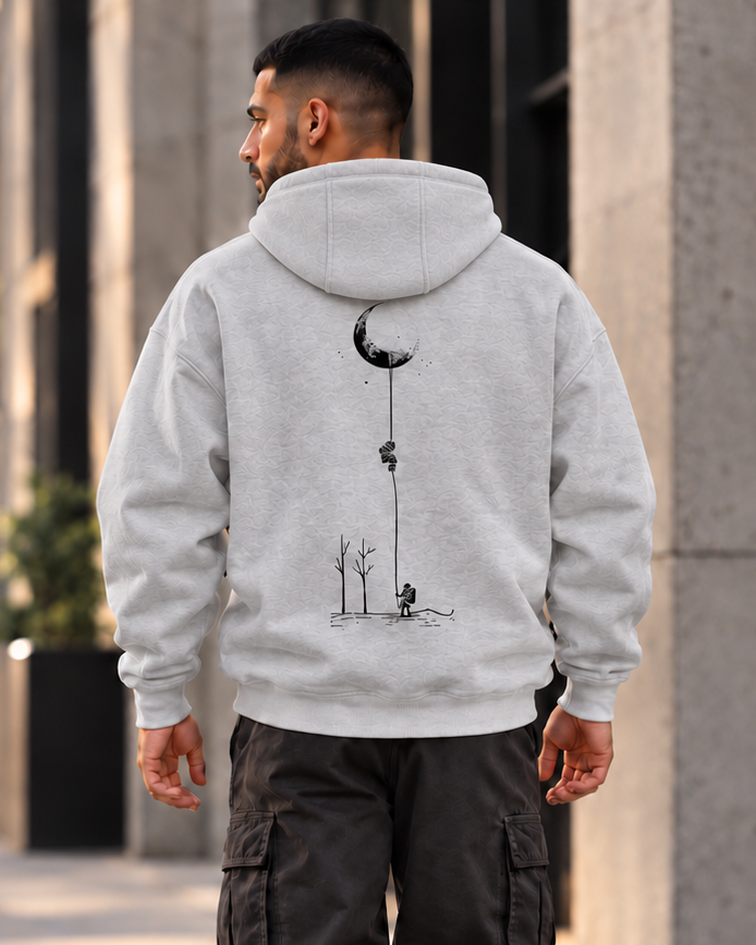 ILEERA® Premium Cotton Moon Explorer Front & Back Print Hoodie