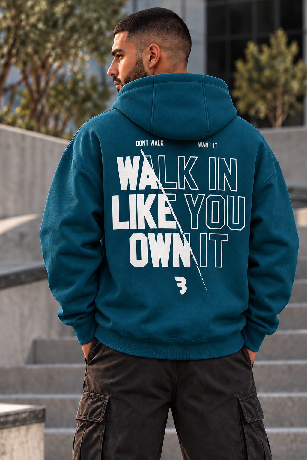 ILEERA® Premium Cotton Own It Front & Back Print Hoodie