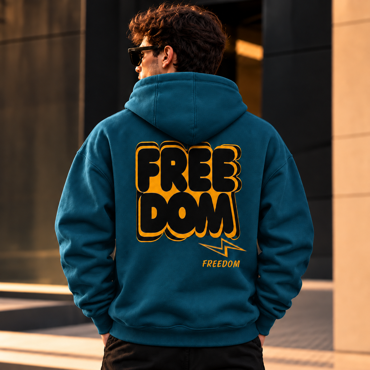 ILEERA® Premium Cotton Freedom Lightning Front & Back Print Hoodie