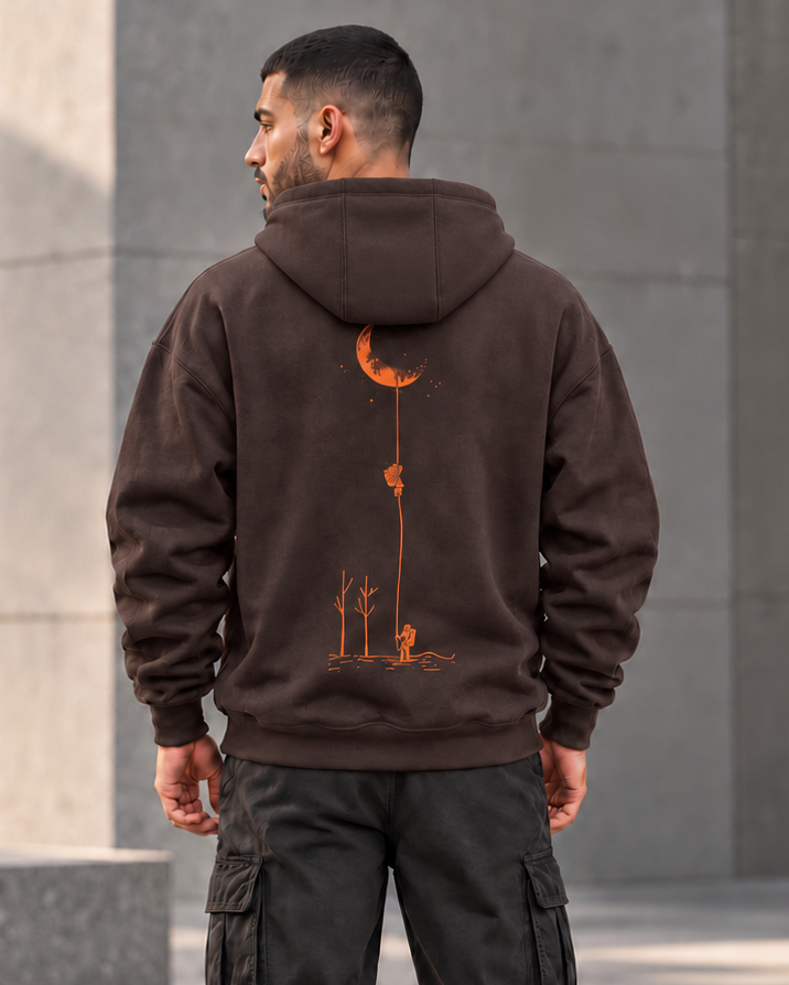 ILEERA® Premium Cotton Moon Explorer Front & Back Print Hoodie