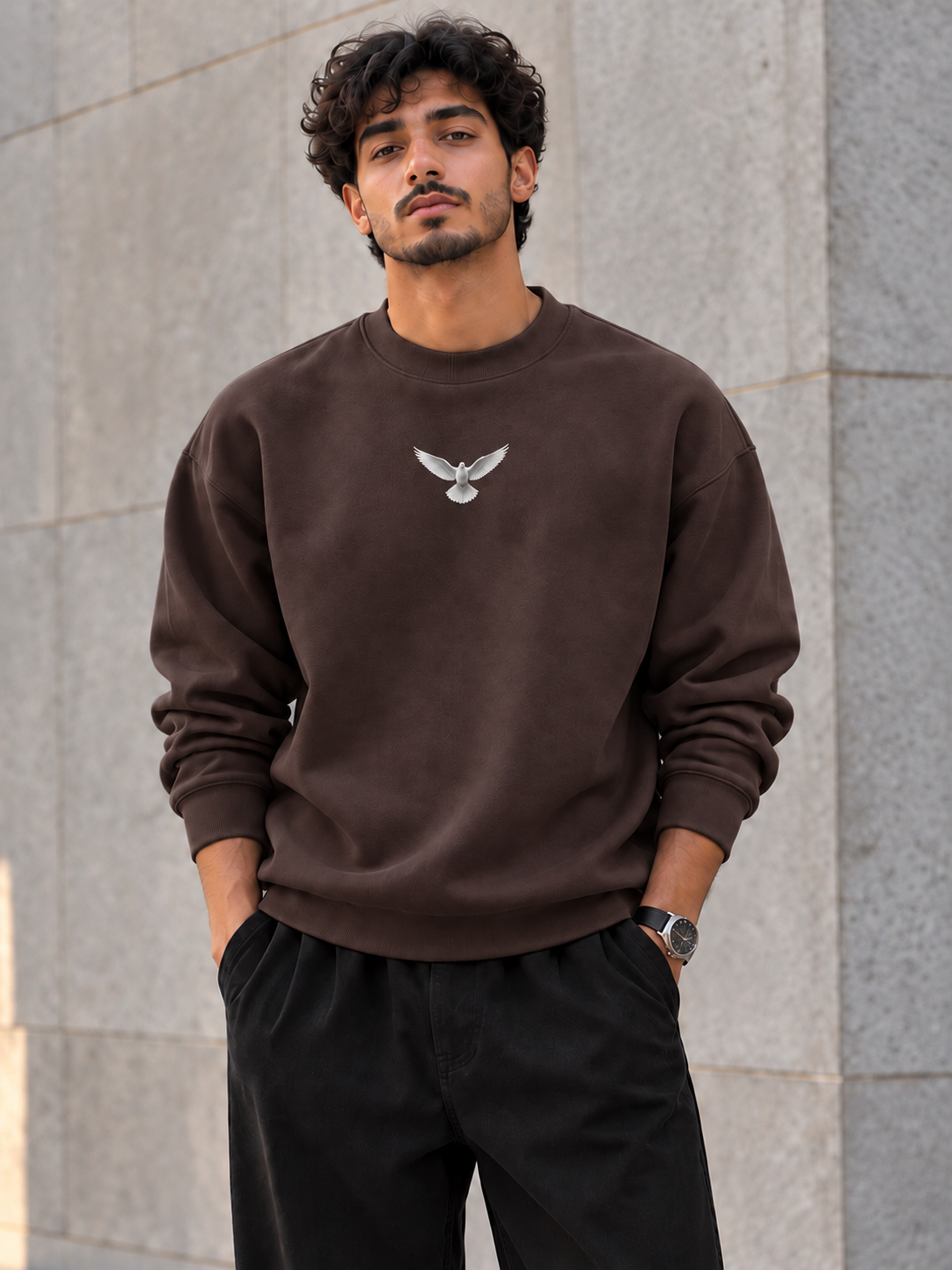 ILEERA® Premium Cotton Holy Spirit Dove Front & Back Print Crewneck Sweatshirt