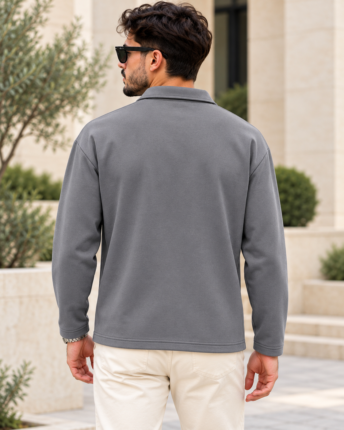 ILEERA® Essential Open-Collar Polo Sweatshirt