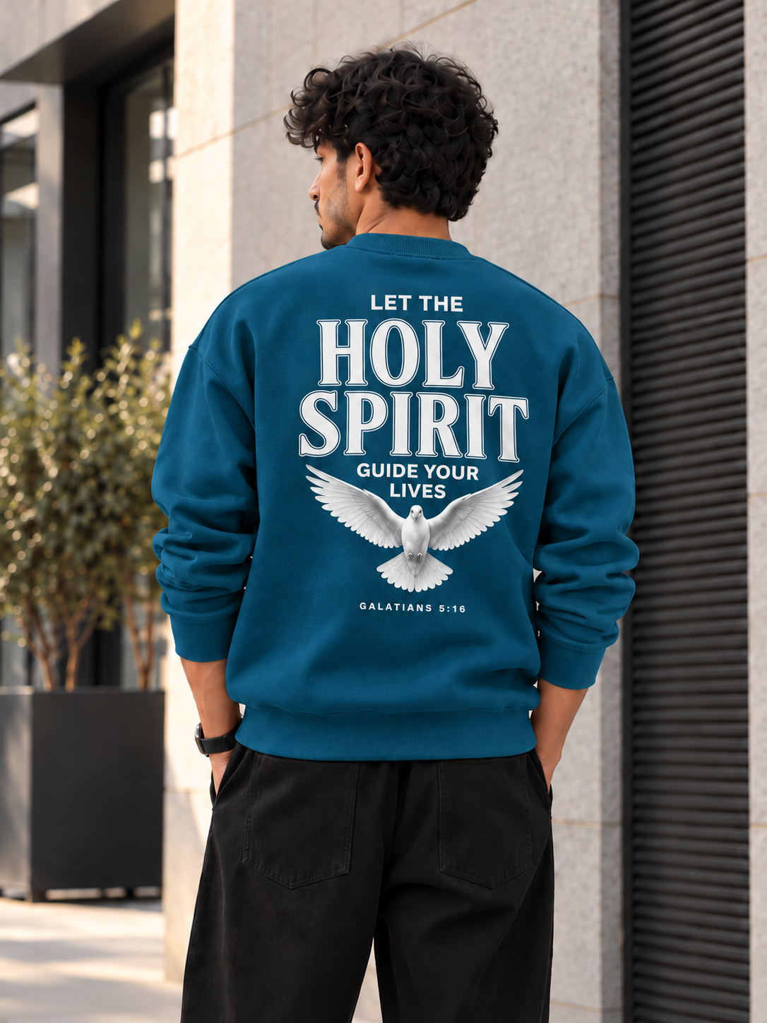 ILEERA® Premium Cotton Holy Spirit Dove Front & Back Print Crewneck Sweatshirt