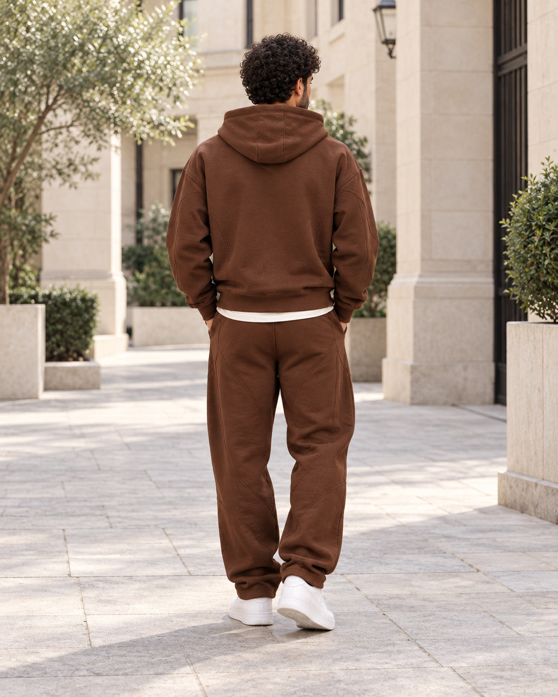 ILEERA® Tonal Pattern Zip-Up Hoodie & Pants Set